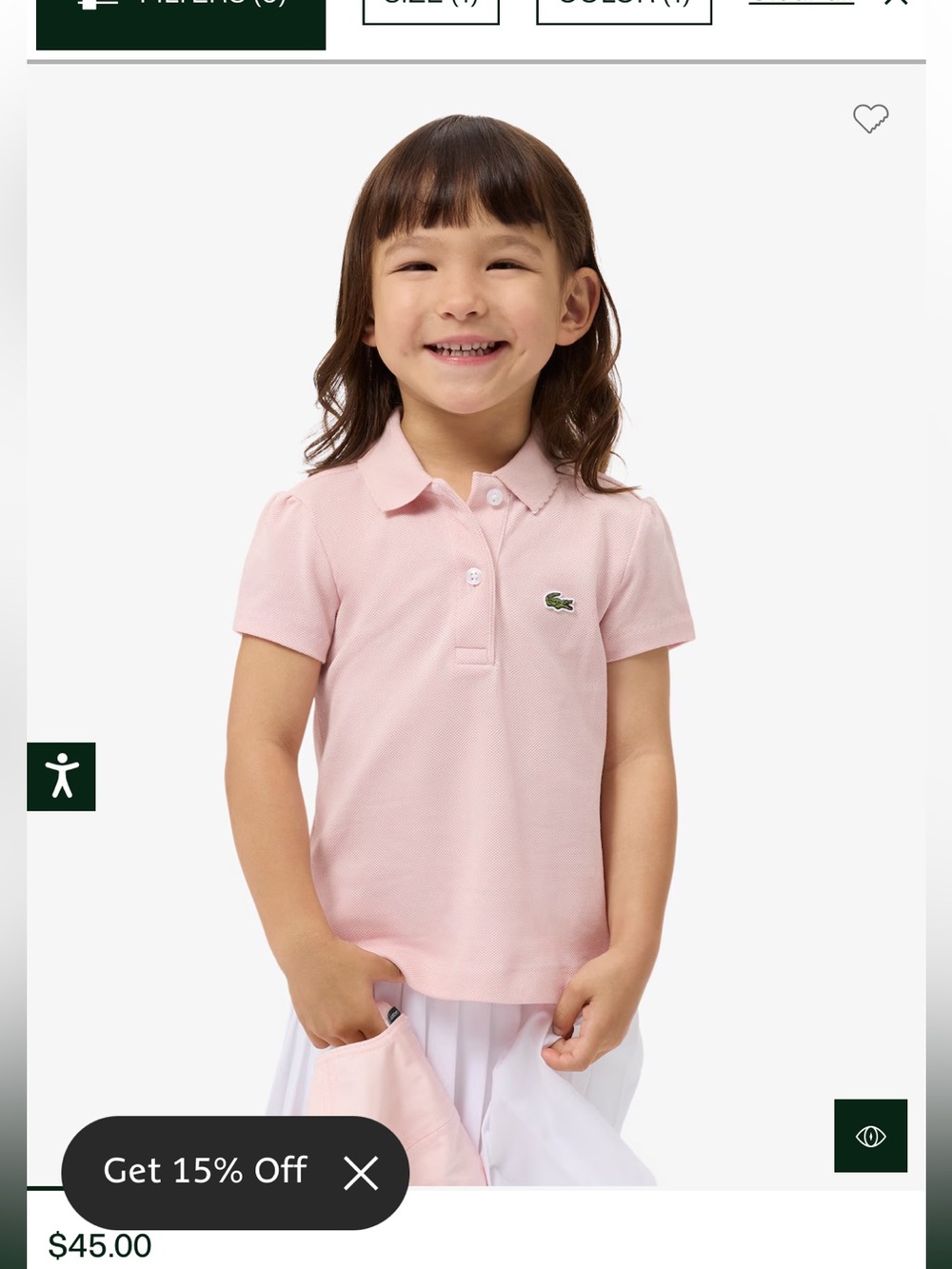 Lacoste Girls' Pink Short Sleeve Pique Polo with Crocodile Logo